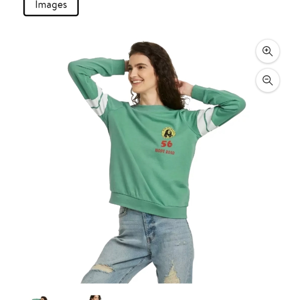 Zion Women's Bob Marley Varsity Graphic Sweatshirt - Green, Medium